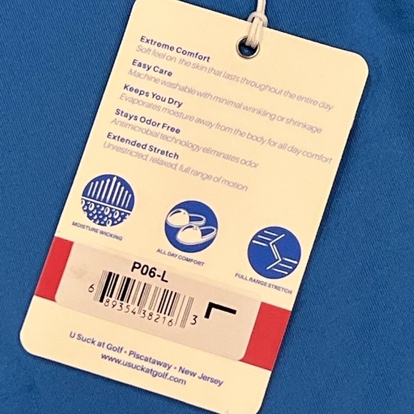 NWT USAG U Suck at Golf Large Blue Performance Polo Golf Shirt William Murray - Picture 6 of 6